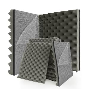 12 in. x 12 in. x 2" Composite Double Layer Sound Absorbing Acoustic Foam Gray Self-Adhesive for Home Studio (12-Pack)