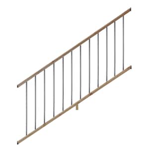 6 ft. Cedar Moulded Stair Rail Kit with Aluminum Round Balusters