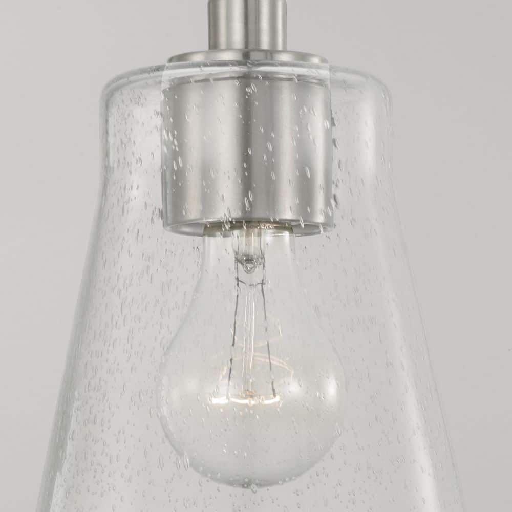 Brushed Nickel Mini Pendant with Clear Seeded Glass Shade
