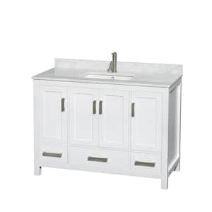 Sheffield 48 in. W x 22 in. D x 35 in. H Single Bath Vanity in White with White Carrara Marble Top