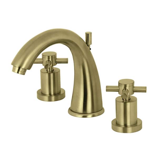 Kingston Brass Concord 8 in. Widespread 2-Handle High-Arc Bathroom Faucet in Brushed Brass