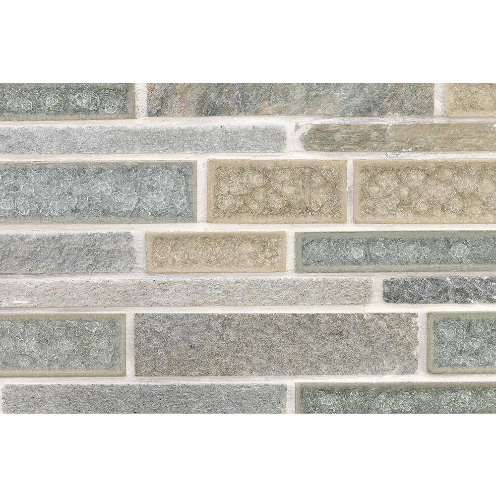 Olive Green and Beige Stone Glass Mosaic Tile
