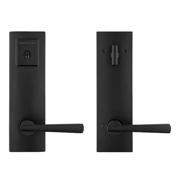 Prestige Spyglass Matte Black Universal Entrance Door Handleset Featuring SmartKey Security