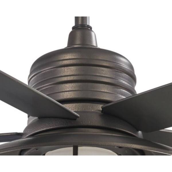 Minka Aire Rainman 54 In Led Indoor Outdoor Smoked Iron Ceiling Fan With Light And Wall Control F582l Si The Home Depot - 54 Rainman 5 Blade Outdoor Ceiling Fan Light Kit Included