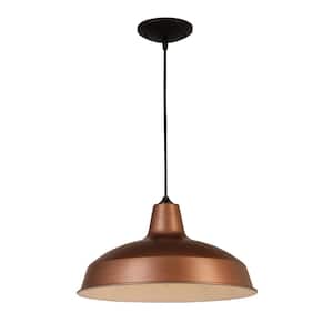 1-Light Vintage Copper Warehouse Pendant with Metal Shade