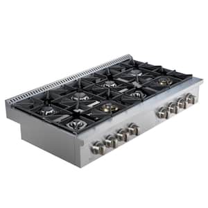 Commercial Style 48 in. Slide-In Gas Cooktop in Stainless Steel with 8 Burners