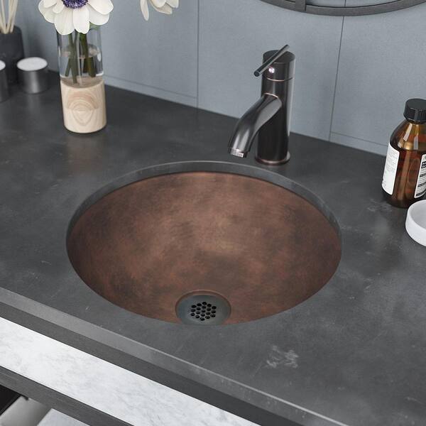 Rene Dual-Mount Bathroom Sink in Bronze with Grid Drain in Antique Bronze