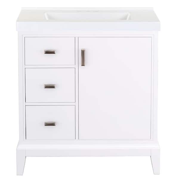 Home Decorators Collection Shaelyn 31 in. Single Sink Sink White Bath Vanity with White Cultured Marble Top (Assembled)
