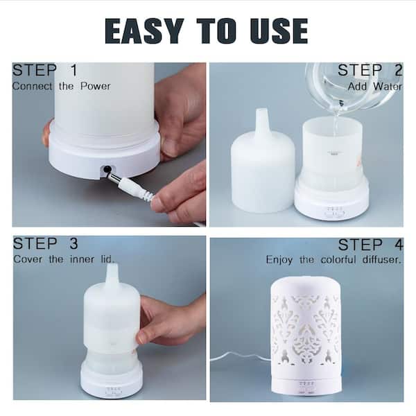 HAWOO White 120ml Ceramic Essential Oil Aroma Diffuser for Office Home  U201000 - The Home Depot