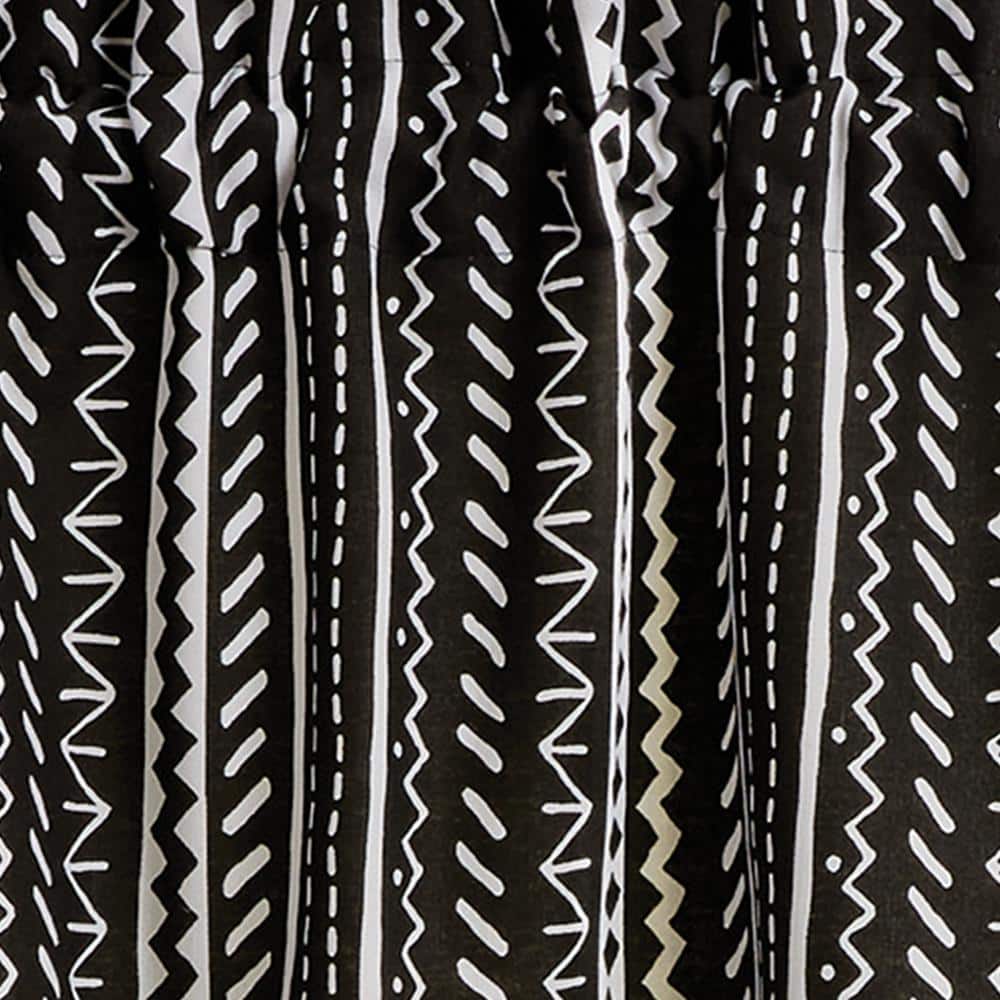Black and White Geometric Stripe Rod Pocket Valance