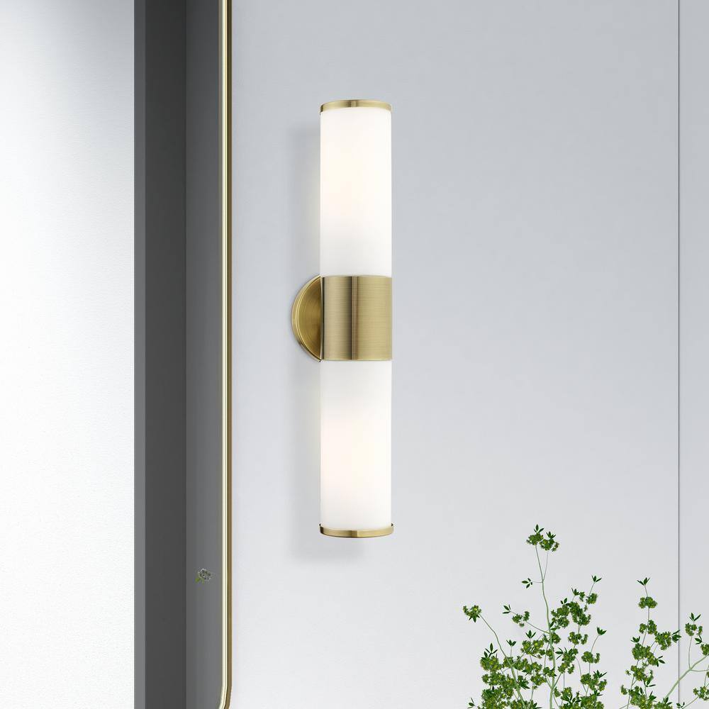 Antique Brass 2-Light Wall Mount Vanity Sconce