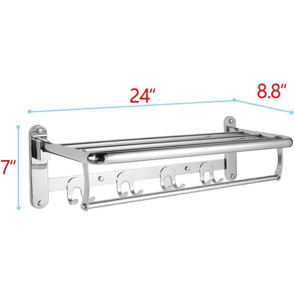 Matte Black Stainless Steel Wall Mounted Towel Rack with Hooks
