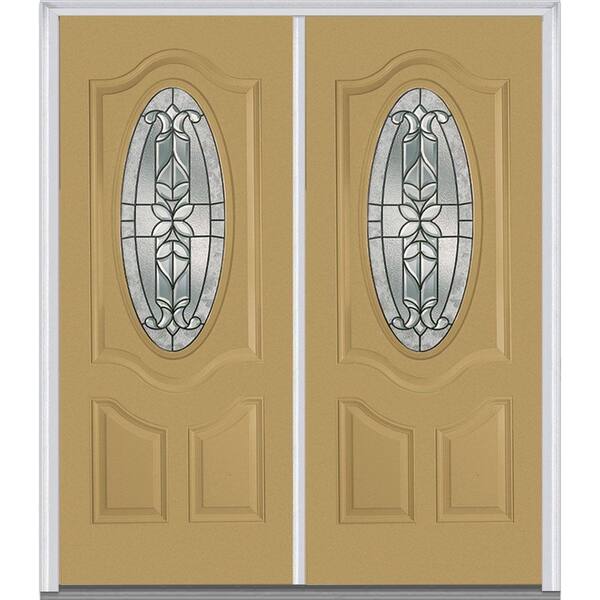 MMI Door 72 in. x 80 in. Cadence Right-Hand Inswing Oval Lite Decorative 2-Panel Painted Fiberglass Smooth Prehung Front Door