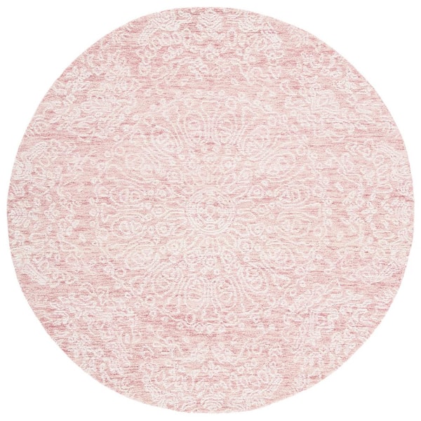 SAFAVIEH Metro Pink/Ivory 6 ft. x 6 ft. Medallion Floral Round Area Rug
