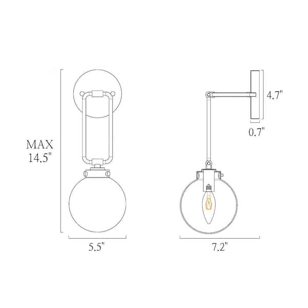Uolfin Mid-Century Modern Bathroom Sconce 14.5 in. 1-Light