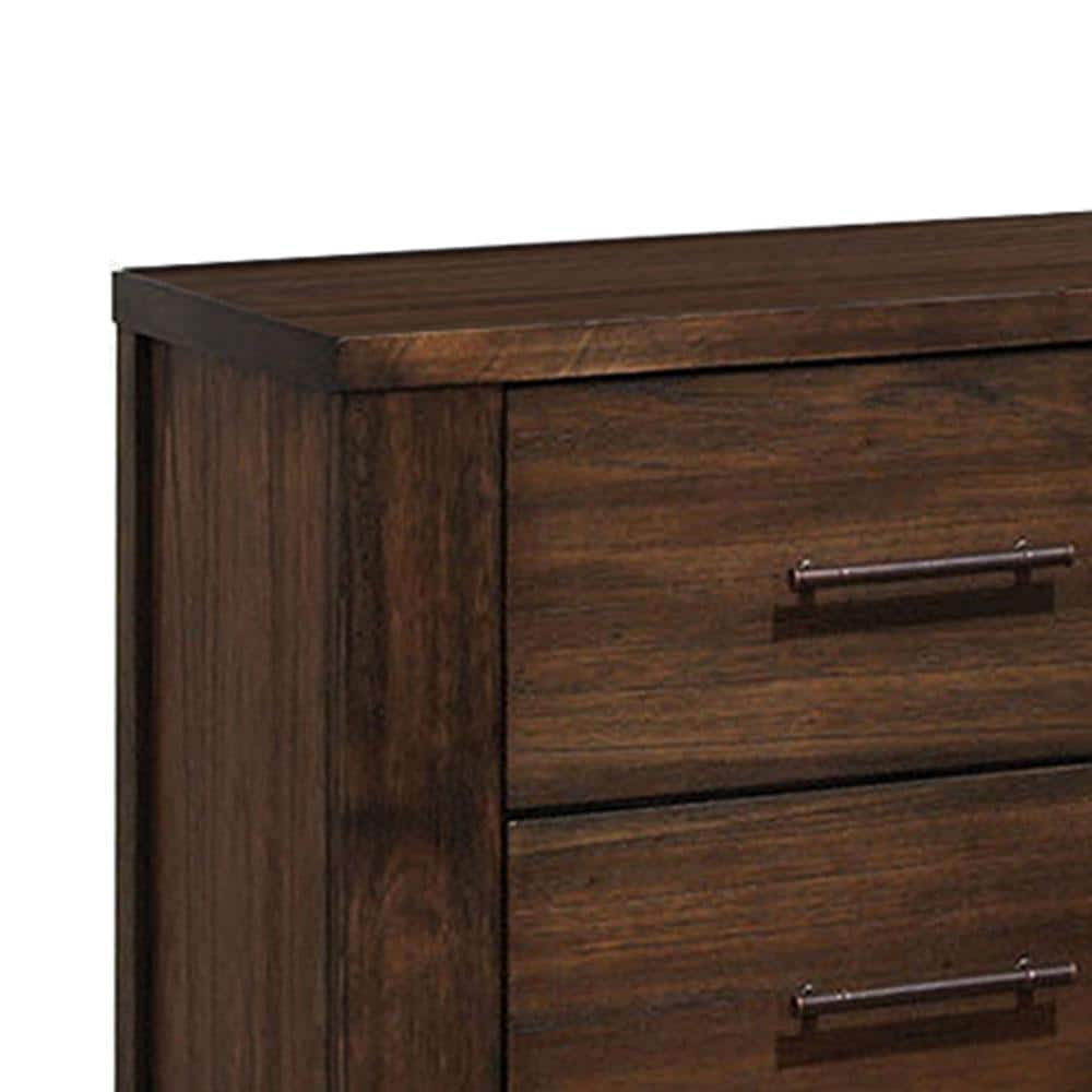 Merrilee Antique Brass 2-Drawer Oak Nightstand