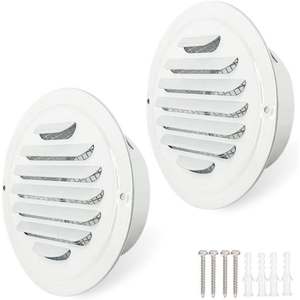 4 in. Round Stainless Steel Air Vent Cover Black Finish Built-in Mesh for Exterior Wall Soffit Vent 2-Piece price history on PriceWatchPro