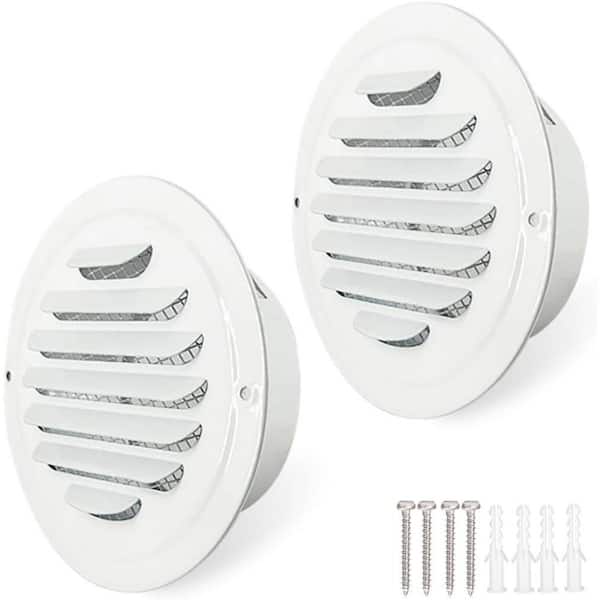 4 in. Round Stainless Steel Air Vent Cover Black Finish Built-in Mesh for Exterior Wall Soffit Vent 2-Piece