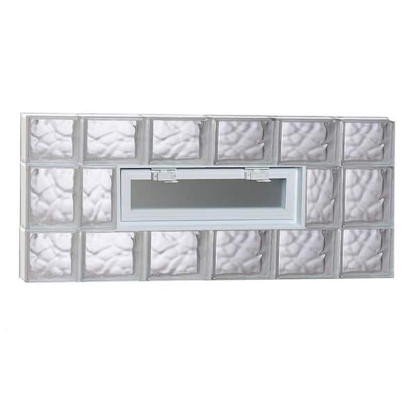 Clearly Secure 42.5 in. x 19.25 in. x 3.125 in. Frameless Wave Pattern Vented Glass Block Window