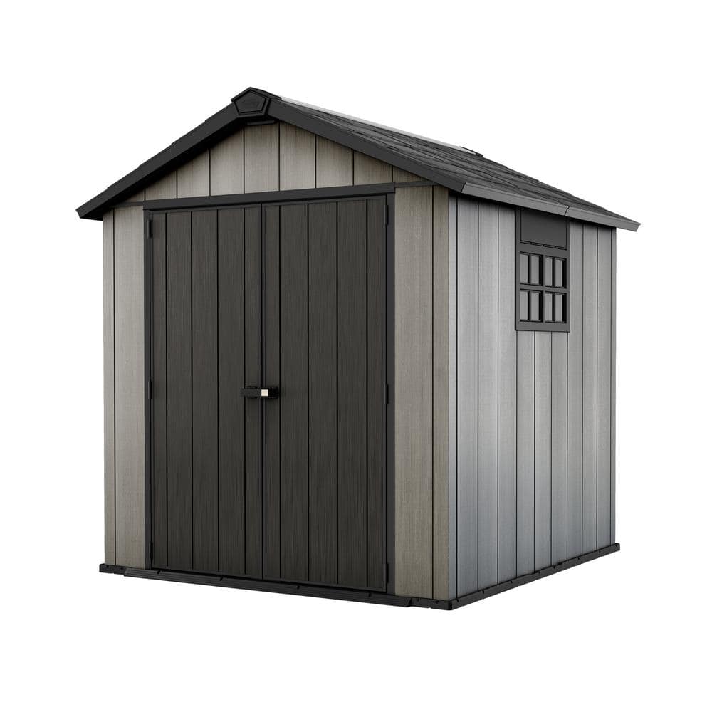 UPC 731161043574 product image for Oakland 7.5 ft. W x 7 ft. D Large Grey Durable Resin Plastic Storage Shed with D | upcitemdb.com