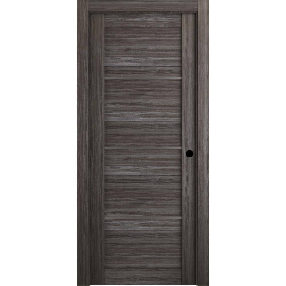 Belldinni 18 in. x 80 in. Nika Gray Oak Finished Left-Hand Solid Core ...