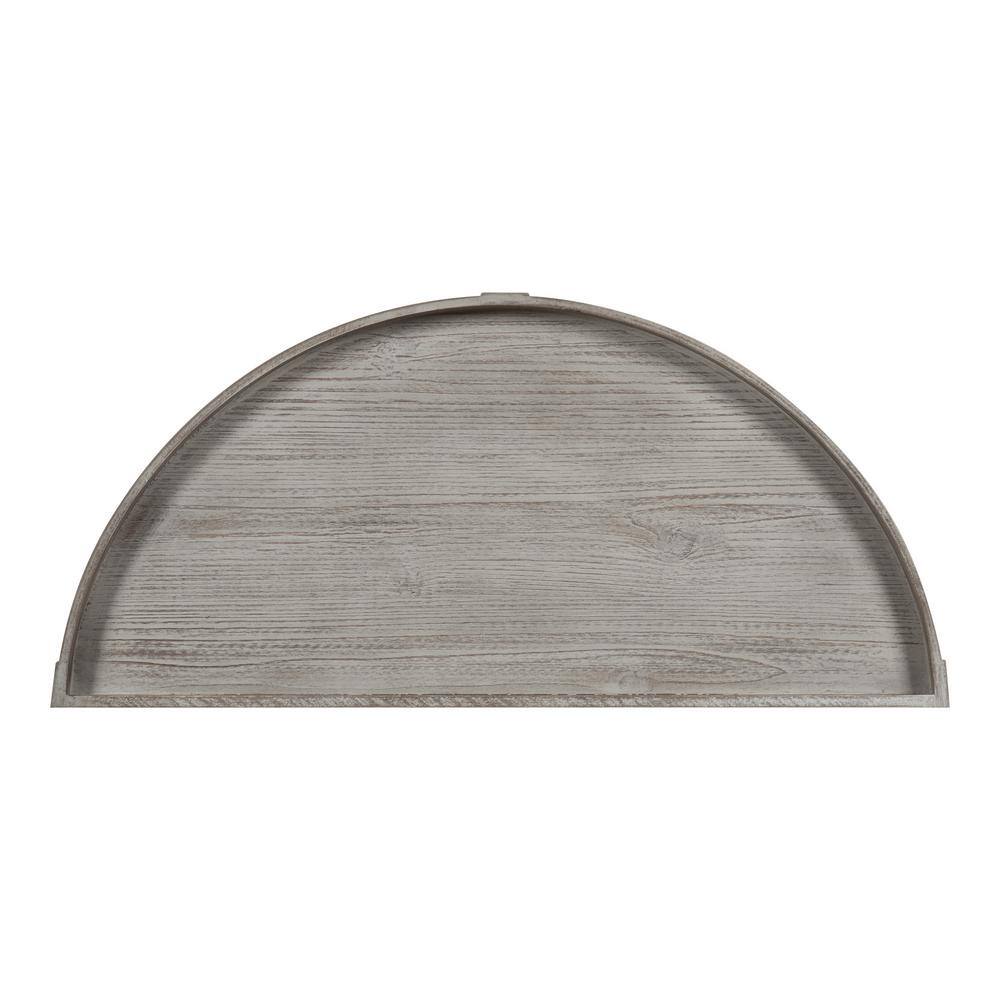 Bellport Rustic Gray Demilune Console with Dual-Tier Storage