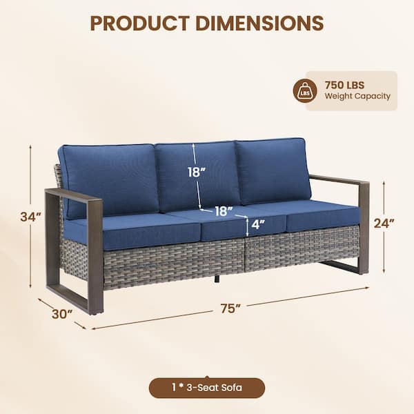 Gymojoy Allcot Gray Wicker Outdoor 3-...