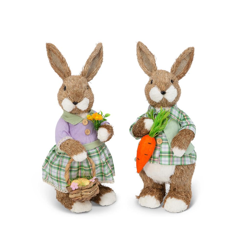 1/ 2pcs Easter Bunny Rabbit Straw Figures Decoration 35cm Easter Straw  Easter Rabbit Bunny Figurine Home