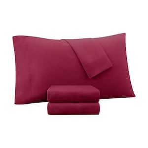 Supersoft 3-Piece Maroon Solid Polyester Twin Washed Cooling Sheet Set