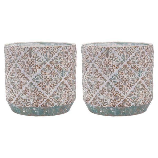 Unbranded 7.1 in. Ceramic Round Colorful Plant Pots with Drainage Holes (2 -Pack)