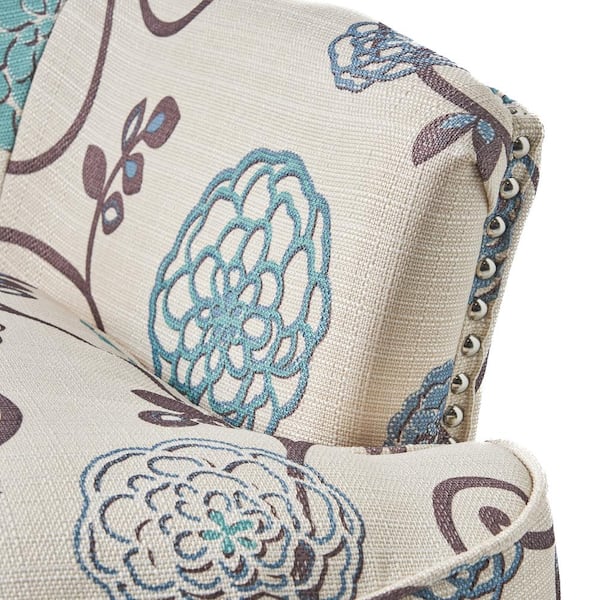 White with Blue Flowers Stay Put Recliner Pillow Chair Head and