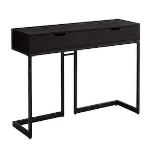 Jasmine 42 in. Cappuccino/Black Standard Rectangle Wood Console Table with Drawers