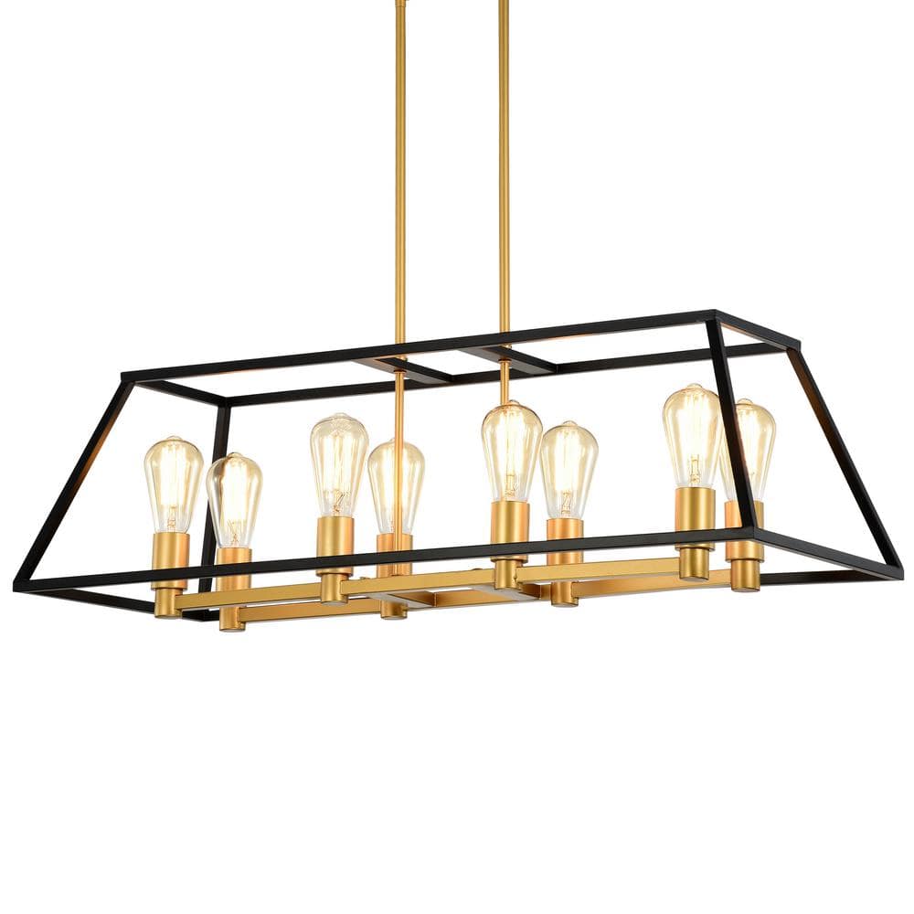 Warehouse of Tiffany Jerry 14 in. 8-Light Indoor Black and Gold Chandelier with Light Kit