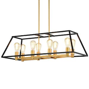 Jerry 14 in. 8-Light Indoor Black and Gold Chandelier with Light Kit