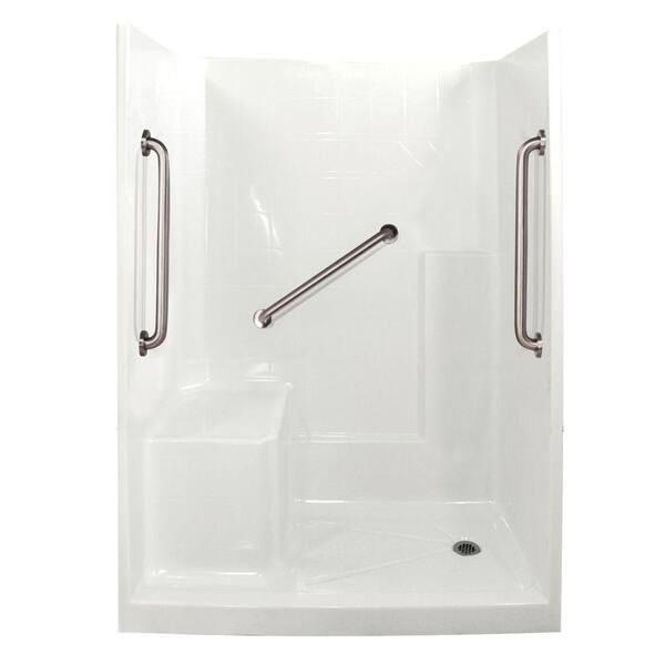 Ella Standard Plus 24 33 in. x 60 in. x 77 in. Low Threshold Shower Kit in White with Left Side Seat Position