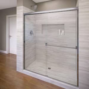 Classic 47 in. x 70 in. Semi-Frameless Sliding Shower Door in Chrome with Clear Glass