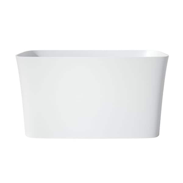 Zora 47 in. x 28 in. Stone Resin Freestanding Soaking Bathtub With Seat in White