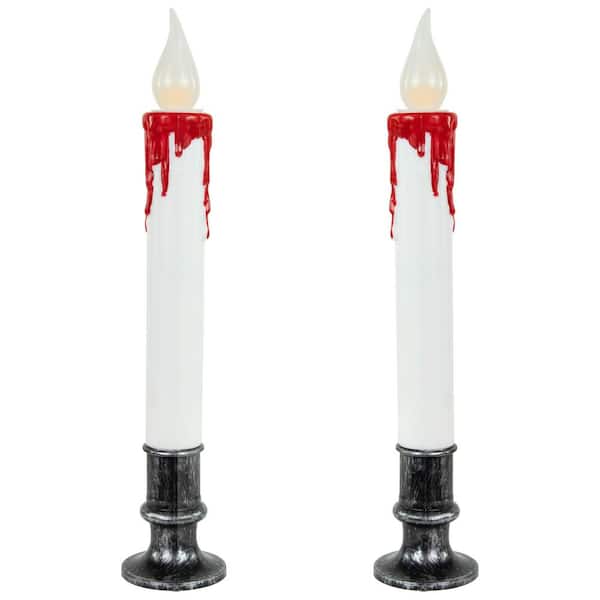 LED with Timer Dripping Blood Halloween Taper Candles-9"-Set of 2