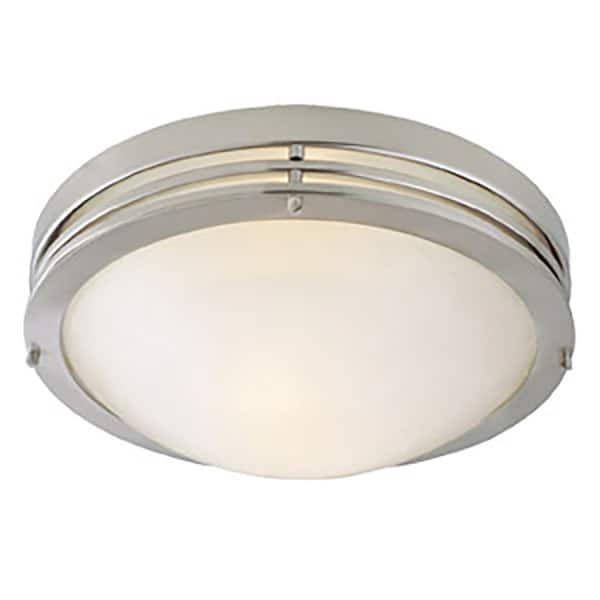 Design House 2 Light Satin Nickel Ceiling With Alabaster Glass 503284 The Home Depot - Ceiling Lights For Bathroom Home Depot