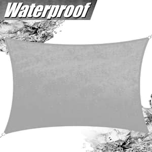 12 ft. x 7 ft. 220 GSM Grey Rectangle Sun Shade Waterproof Sail Screen Canopy, Outdoor Patio and Pergola Cover