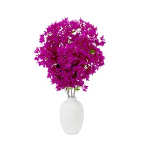 40 in. Pink Artificial Purple Bougainvillea Floral Arrangement with Vase