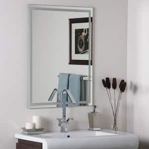24 in. W x 32 in. H Frameless Rectangular Bathroom Vanity Mirror in Silver