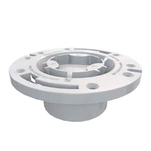 Fast Set 3 in. Outside Fit or 4 in. Inside Fit PVC Hub Toilet Flange with Test Cap and Plastic Ring