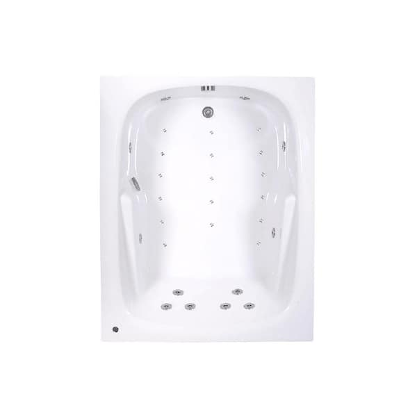 Comfortflo 60 in. x 48 in. Acrylic Rectangular Drop-in Whirlpool and Air Bathtub with Reversible Drain in White