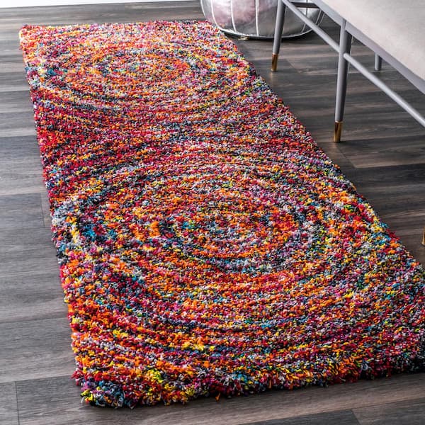 Ardelle Swirl Shag Multi 3 ft. x 8 ft. Runner Rug