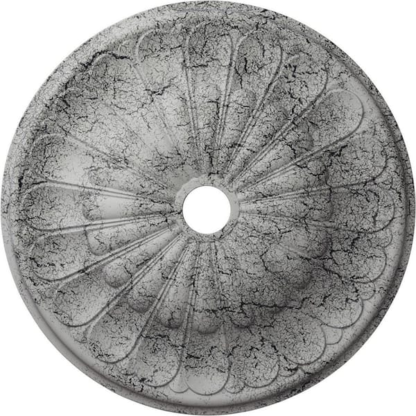 Ekena Millwork 1-7/8 in. x 31-5/8 in. x 31-5/8 in. Polyurethane Gorleen Ceiling Medallion, Ultra Pure White Crackle
