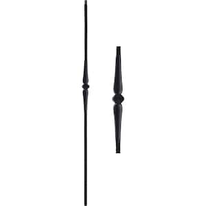Baroque 44 in. x 9/16 in. Satin Black Single Knuckle Hammered Solid Wrought Iron Stair Baluster