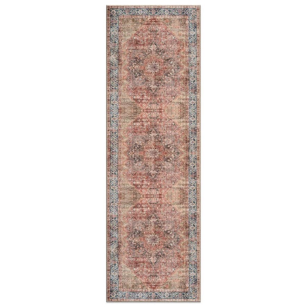 Calista Medallion Machine Washable Multi 2 ft. 6 in. x 8 ft. Runner Rug