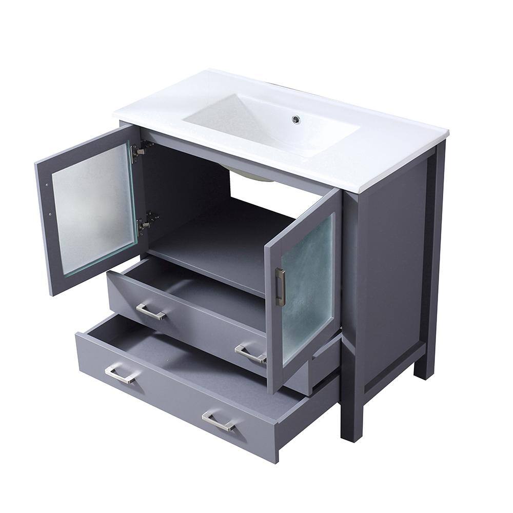Volez 36" Dark Gray Single Vanity with Ceramic Top