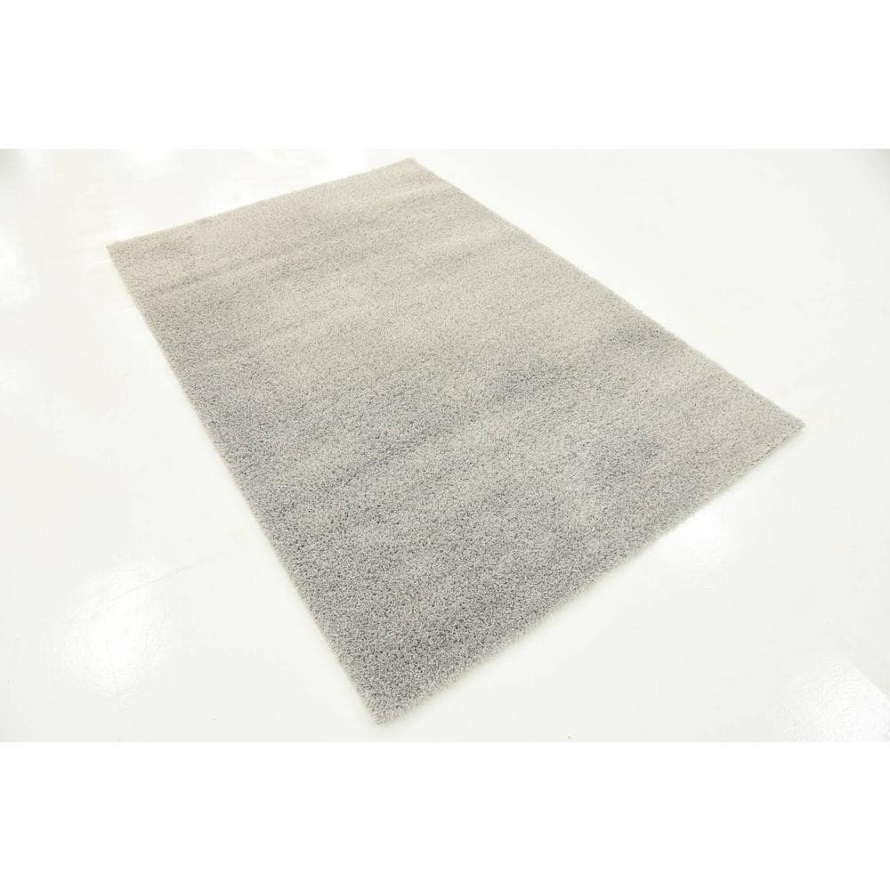 Serenity Soft Shag 4' x 6' Light Gray Rectangular Rug for Kids